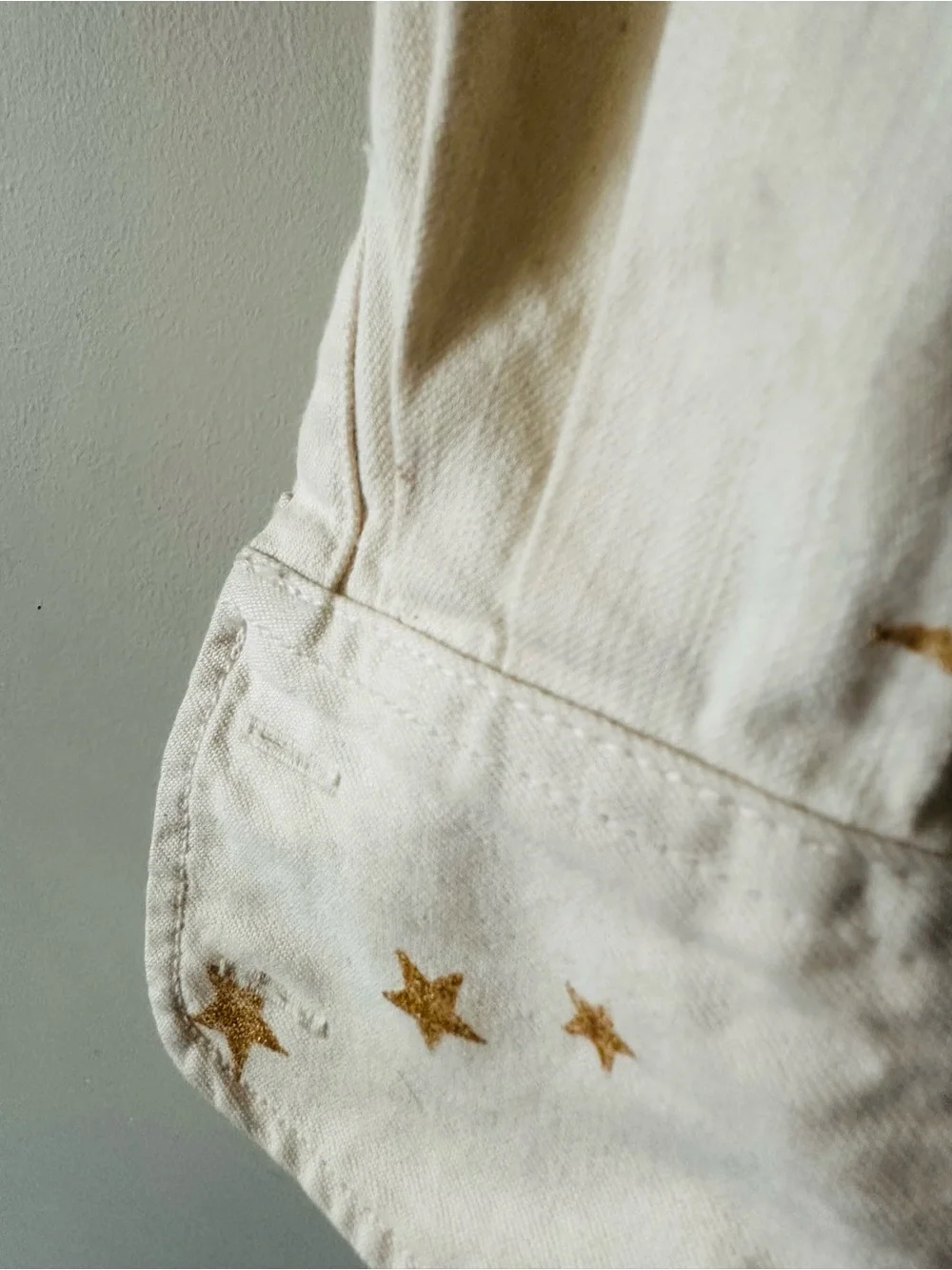 J. Crew Cream Shirt with Gold Star Print